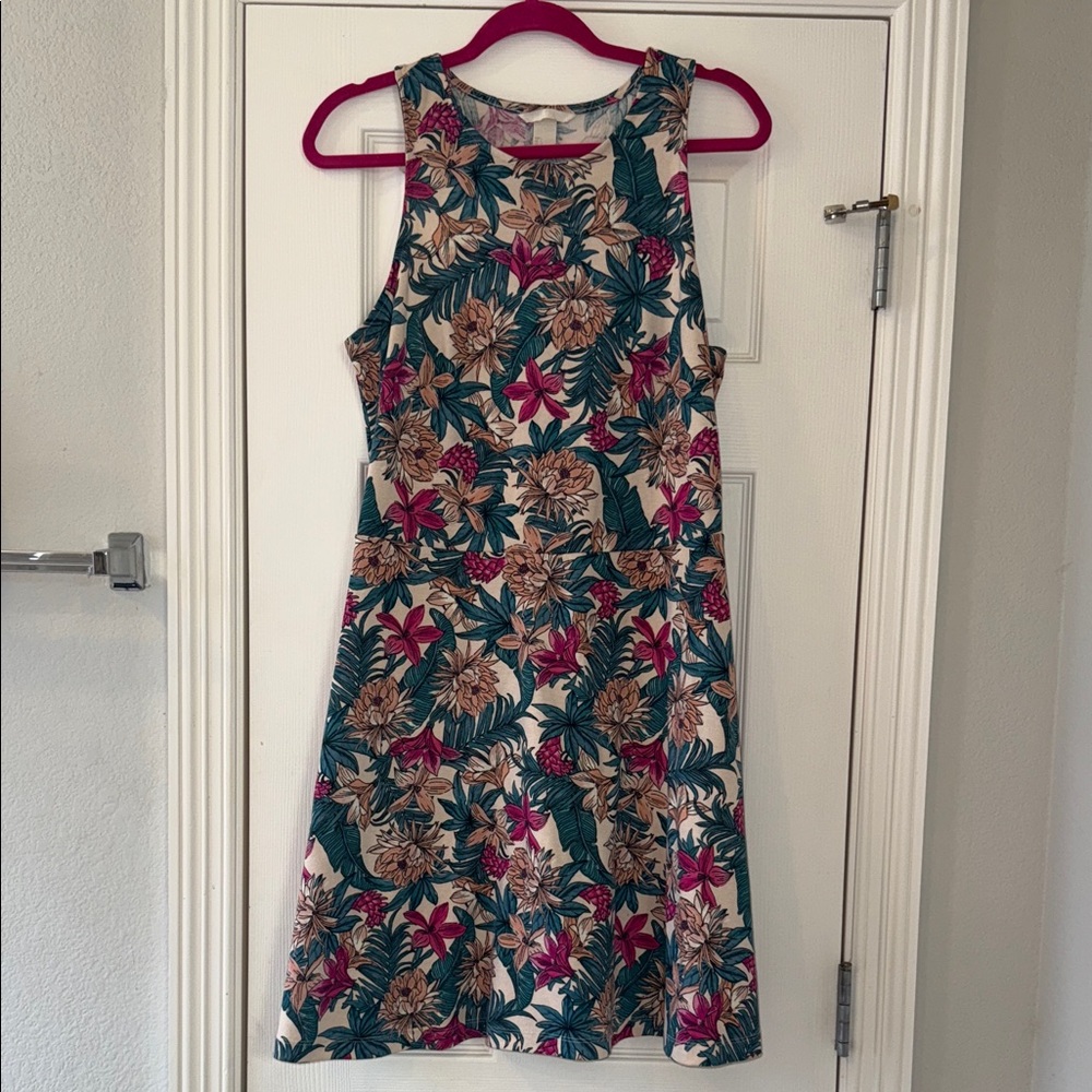 H&M Tropical Floral Mini Dress - Teal and Pinks